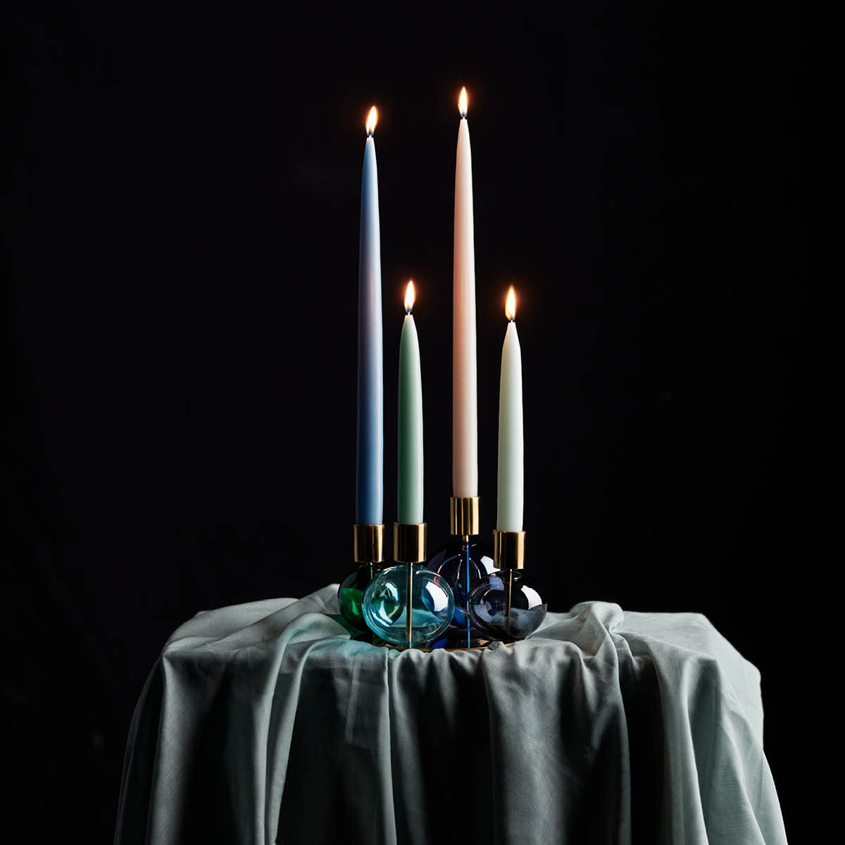 Holmegaard Bubble lysestake 14 cm blå/grønn/smoke