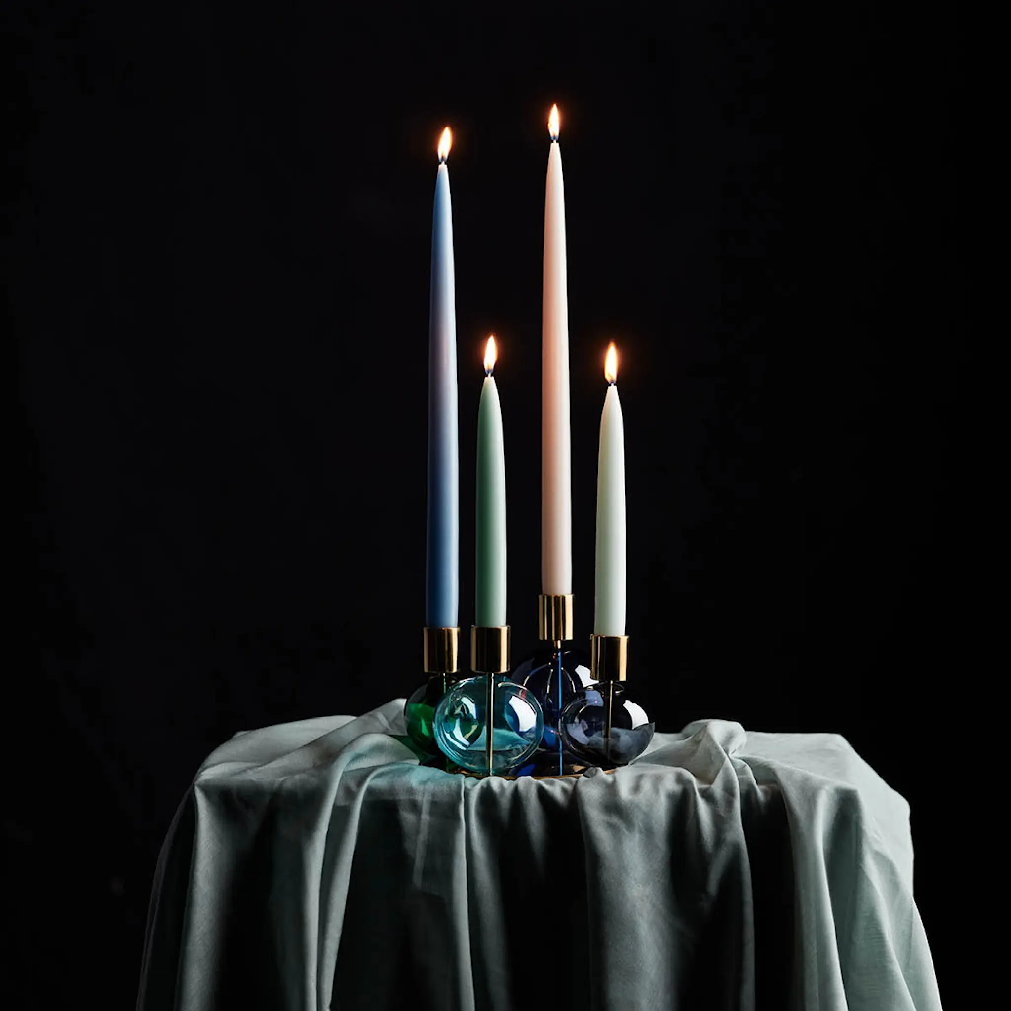 Holmegaard Bubble lysestake 14 cm blå/grønn/smoke