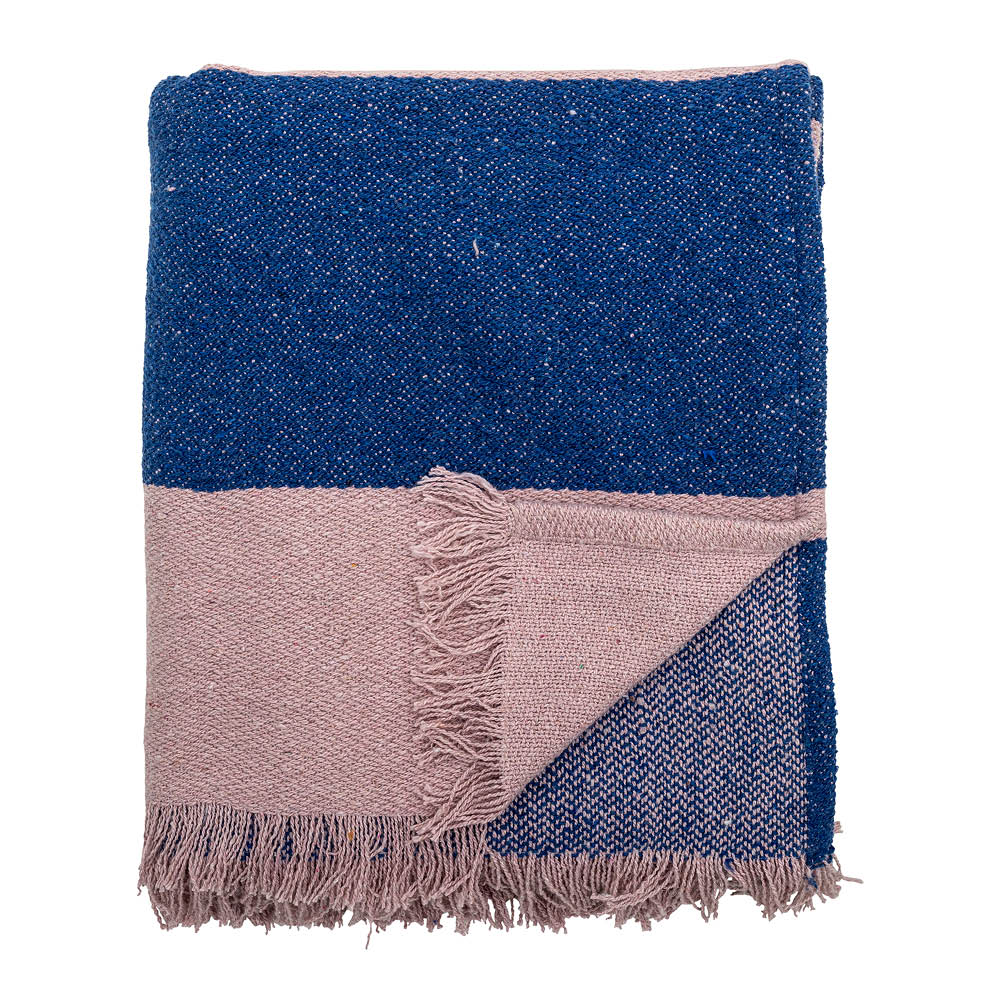 Bloomingville Cadeo pläd 160x130 cm blå/rosa