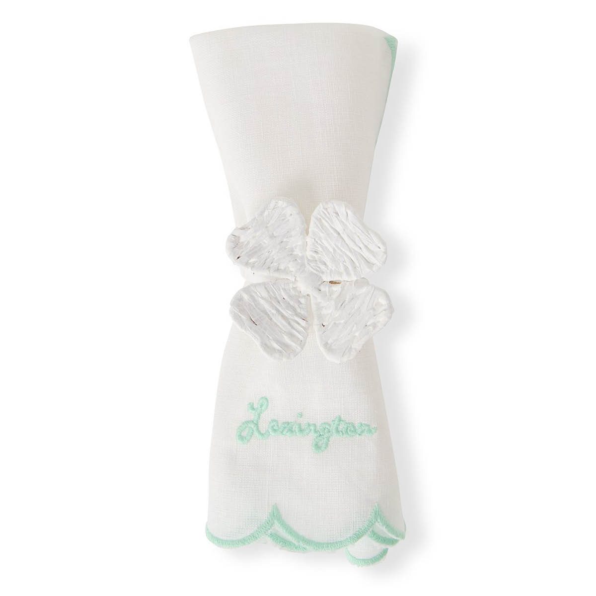 Lexington Servett linne/bomull med vågig kant 40x40 cm vit