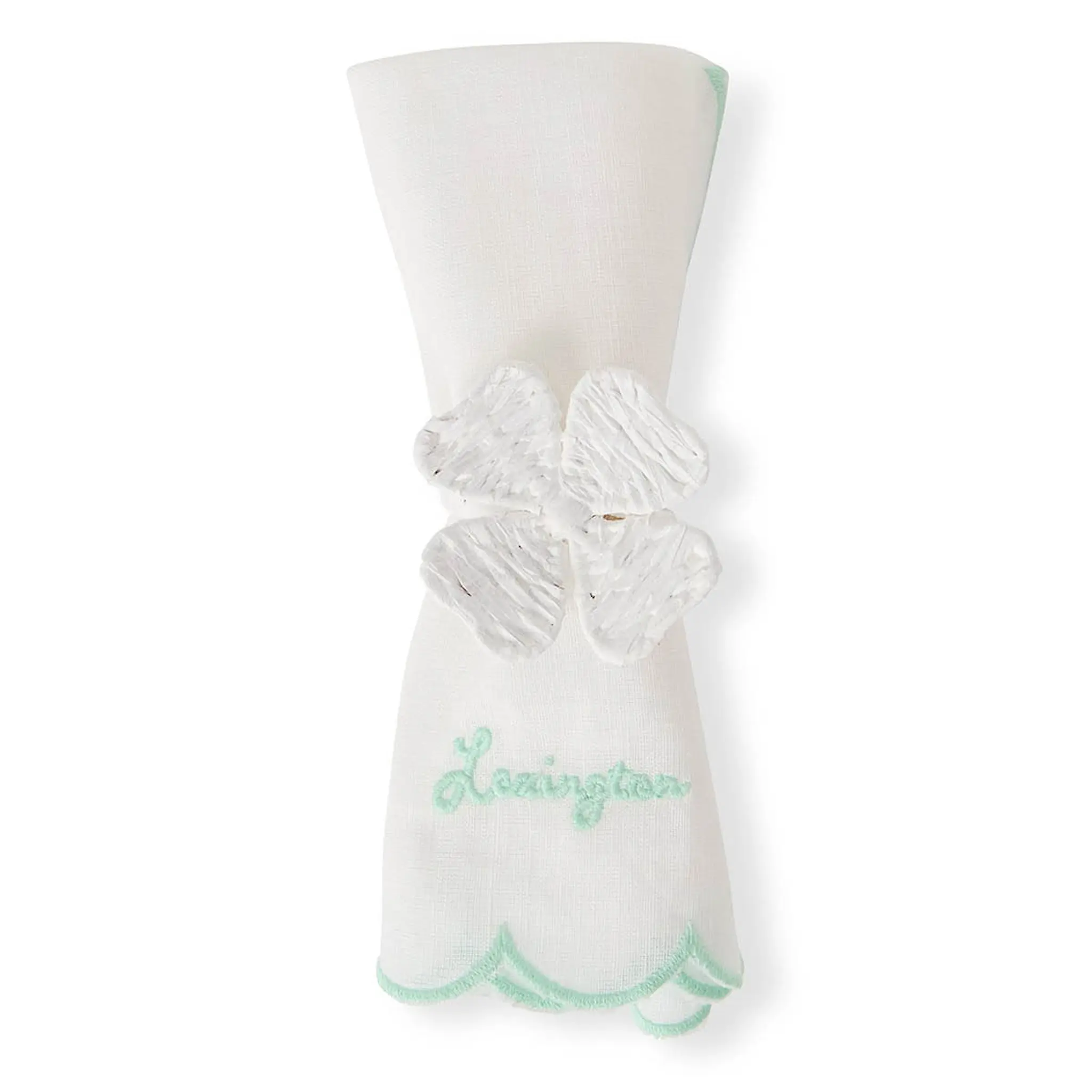 Lexington Servett linne/bomull med vågig kant 40x40 cm vit