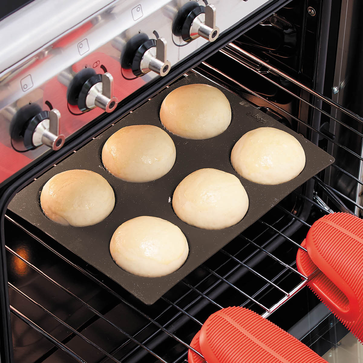 Lékué Silikonform för frallor 6 hål brun