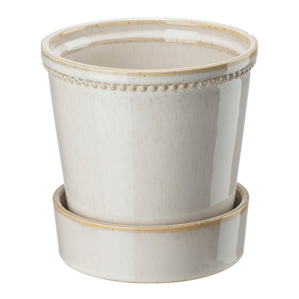 Karmen kruka med fat 13,6 cm beige