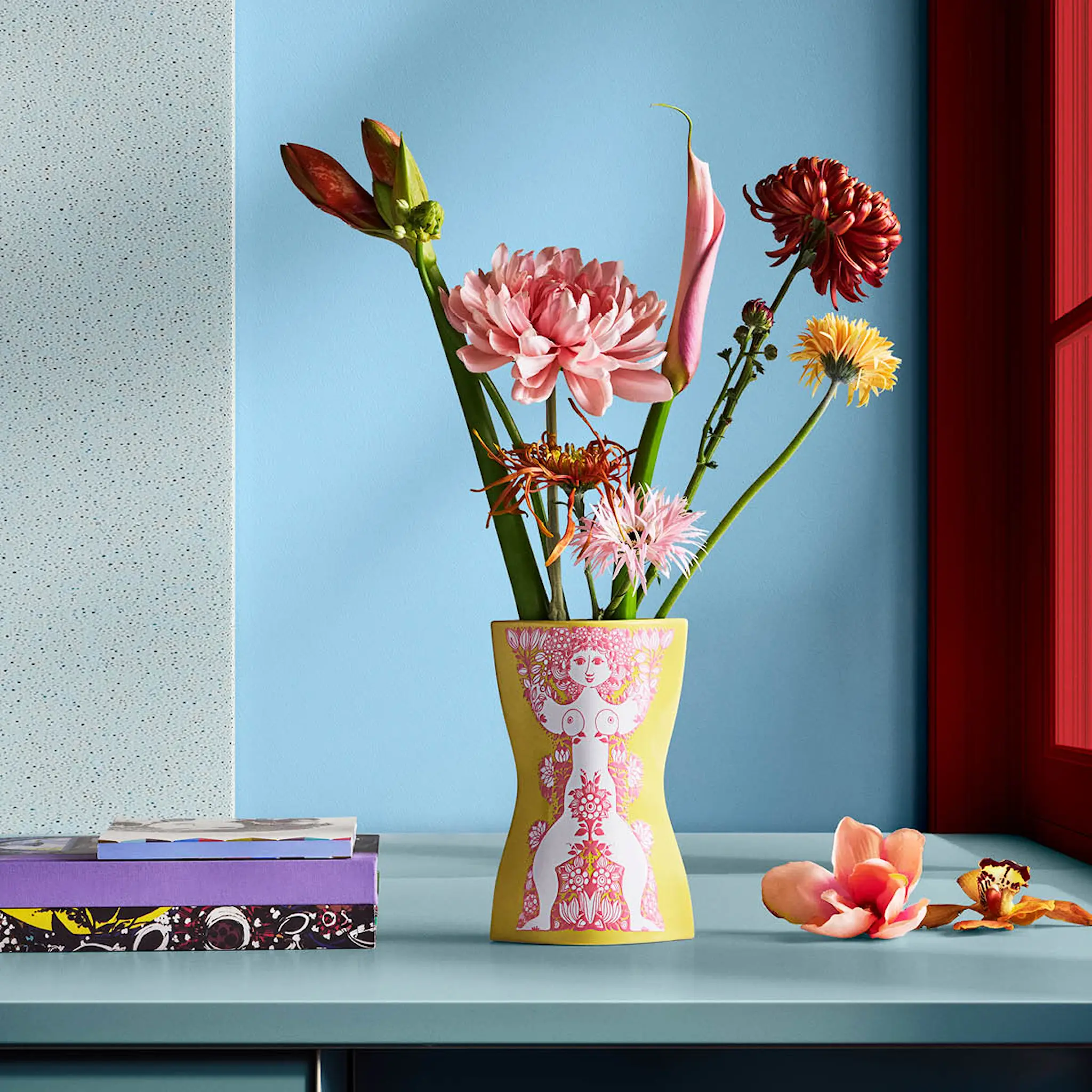 Bjørn Wiinblad Nina Maljakko 22 cm Keltainen/Vaaleanpunainen