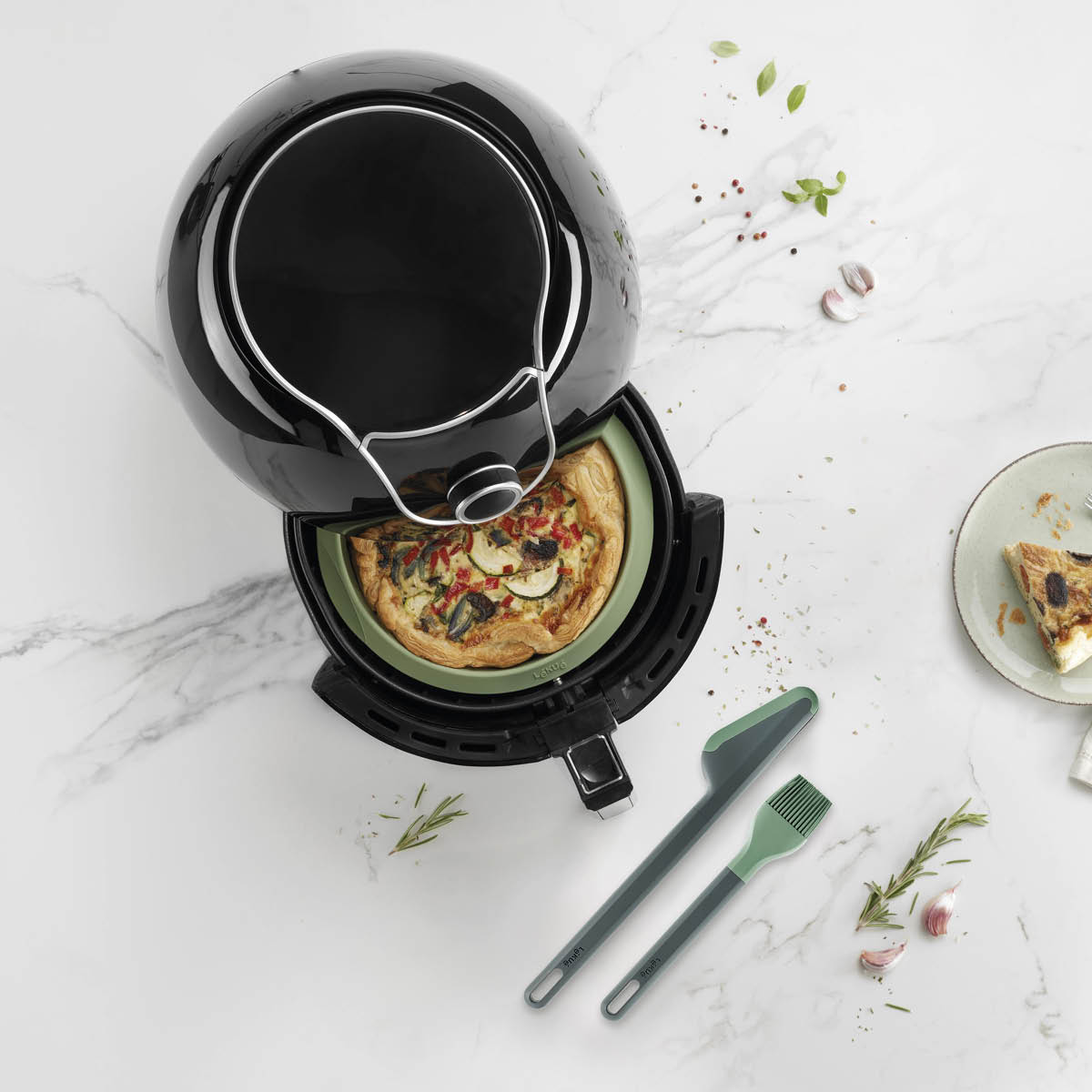 Lékué Essential Kit silikonform och redskap till airfryer grön