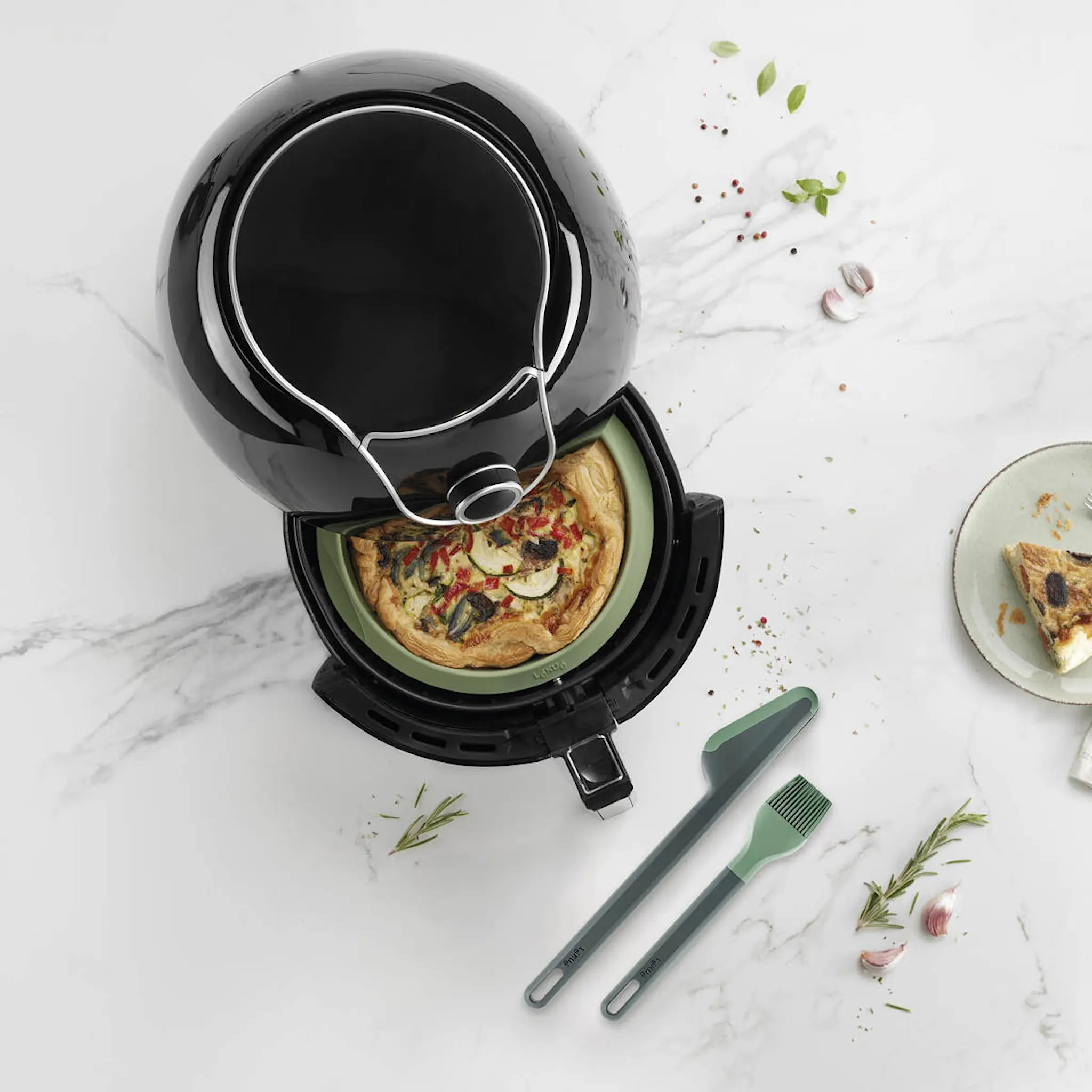Lékué Essential Kit silikonform och redskap till airfryer grön