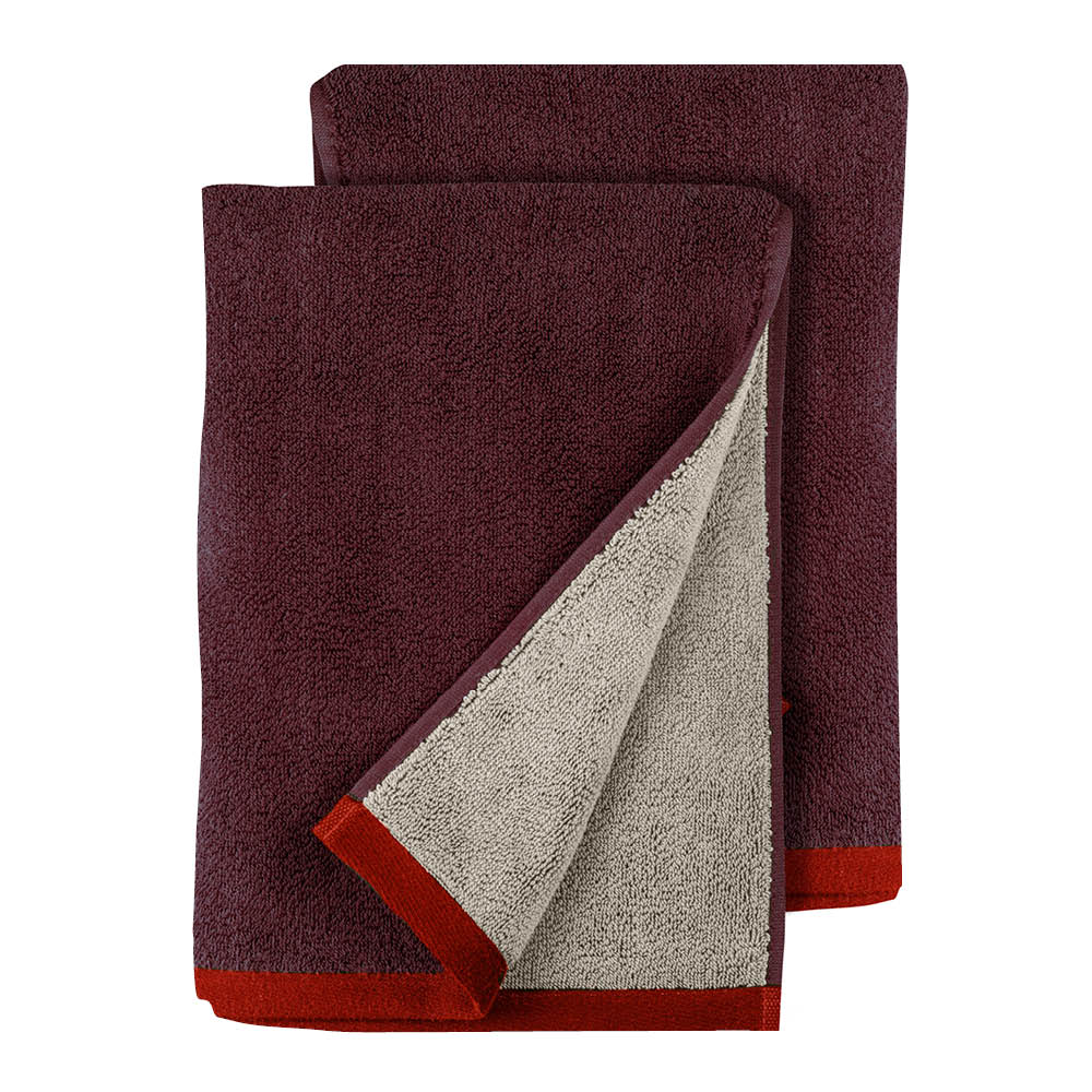 Mette Ditmer Soft handduk 90x50 cm vinröd/sand
