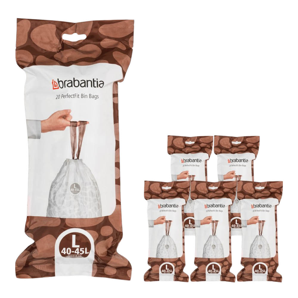 Brabantia - PerfectFit Jätepussi 40-45 L 120 kpl Kod L Valkoinen