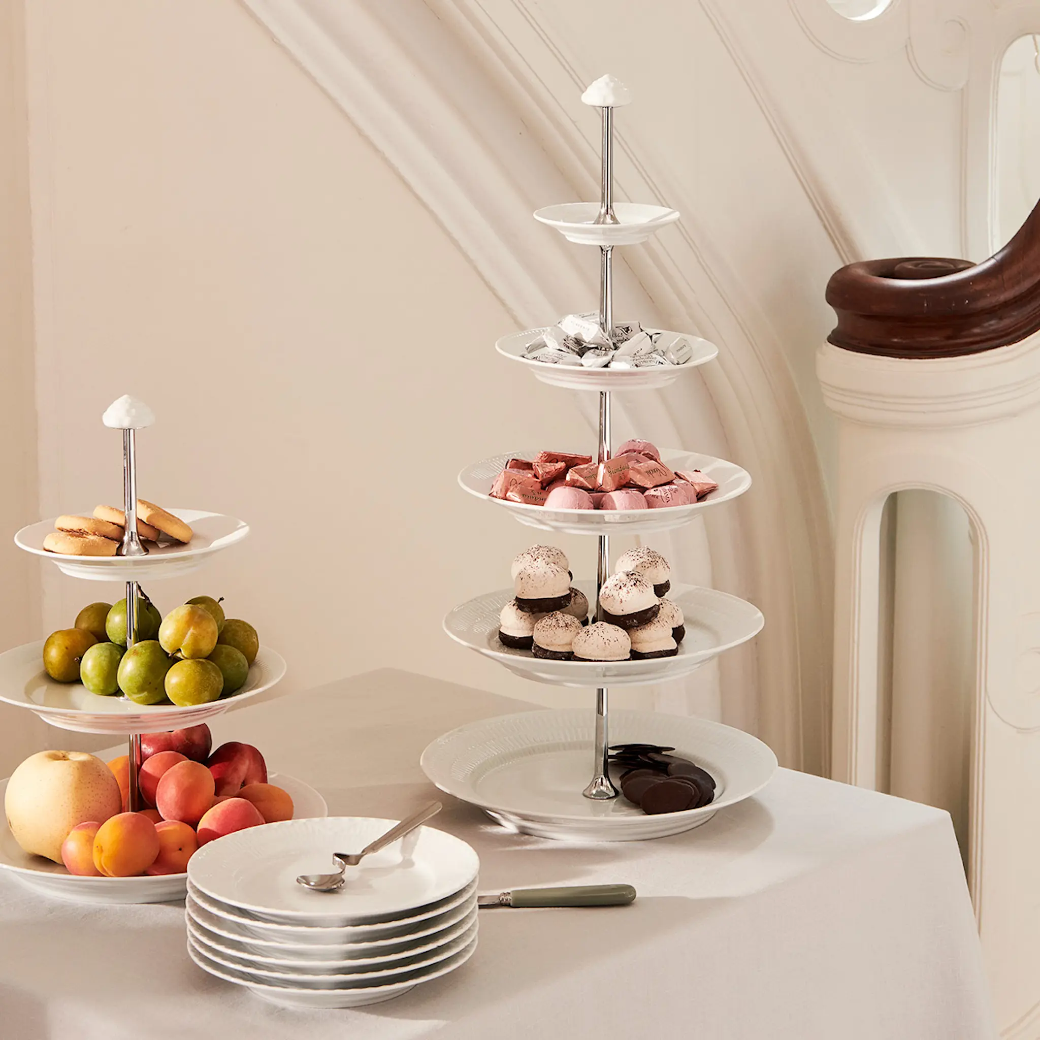 Royal Copenhagen White Fluted Kerrosvati 3 kerrosta