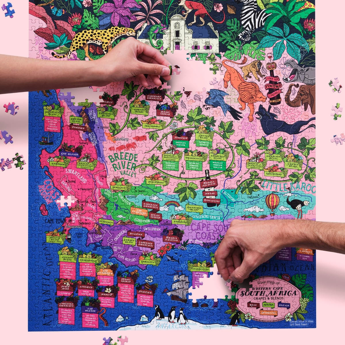 Water and Wines Vinpussel - Sydafrika 1000 bitar Rosa