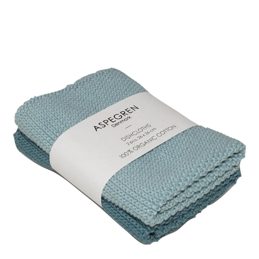 Solid Neulottu tiskirätti 26x26 cm 2 kpl Aqua