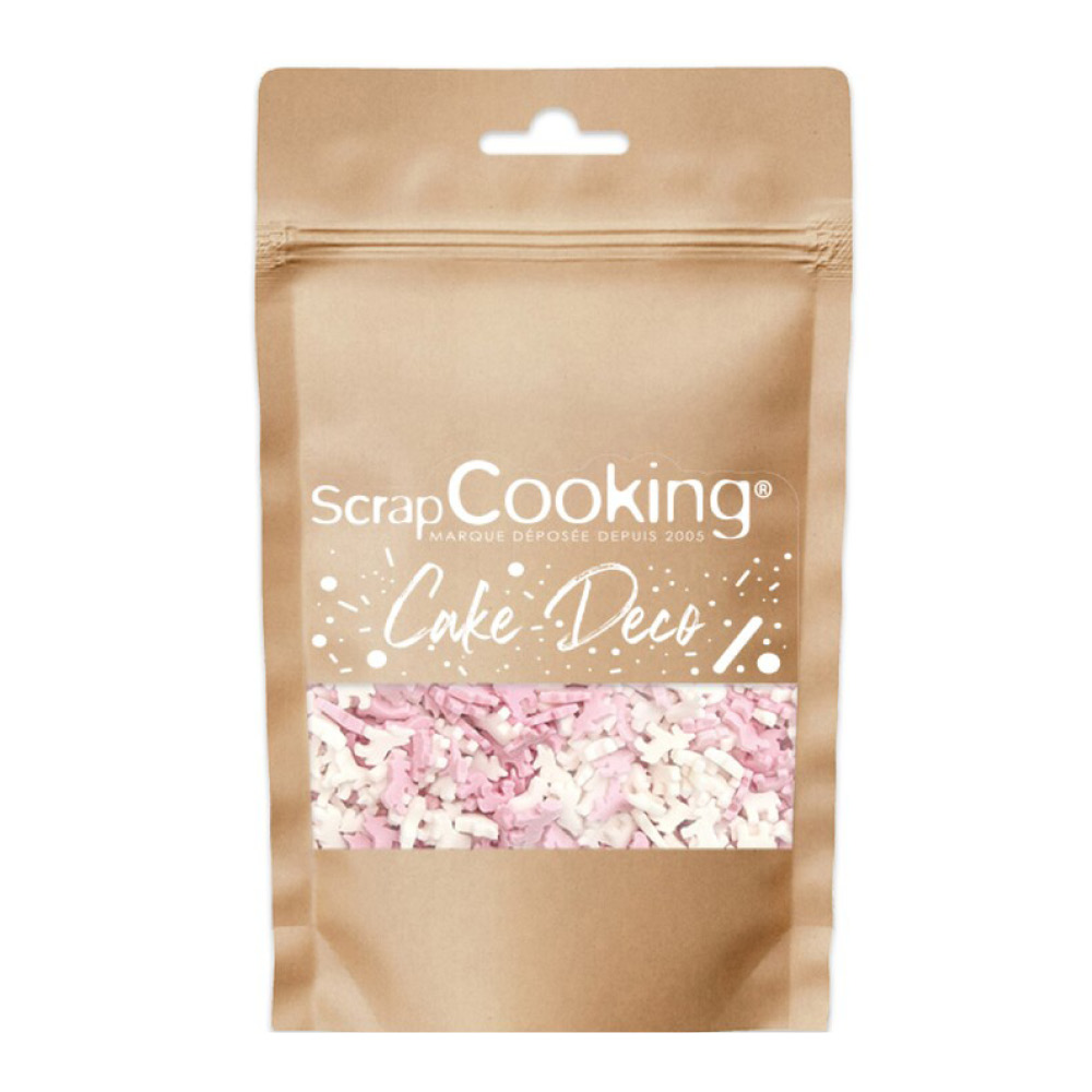 ScrapCooking Strössel enhörning 50 g rosa/vit