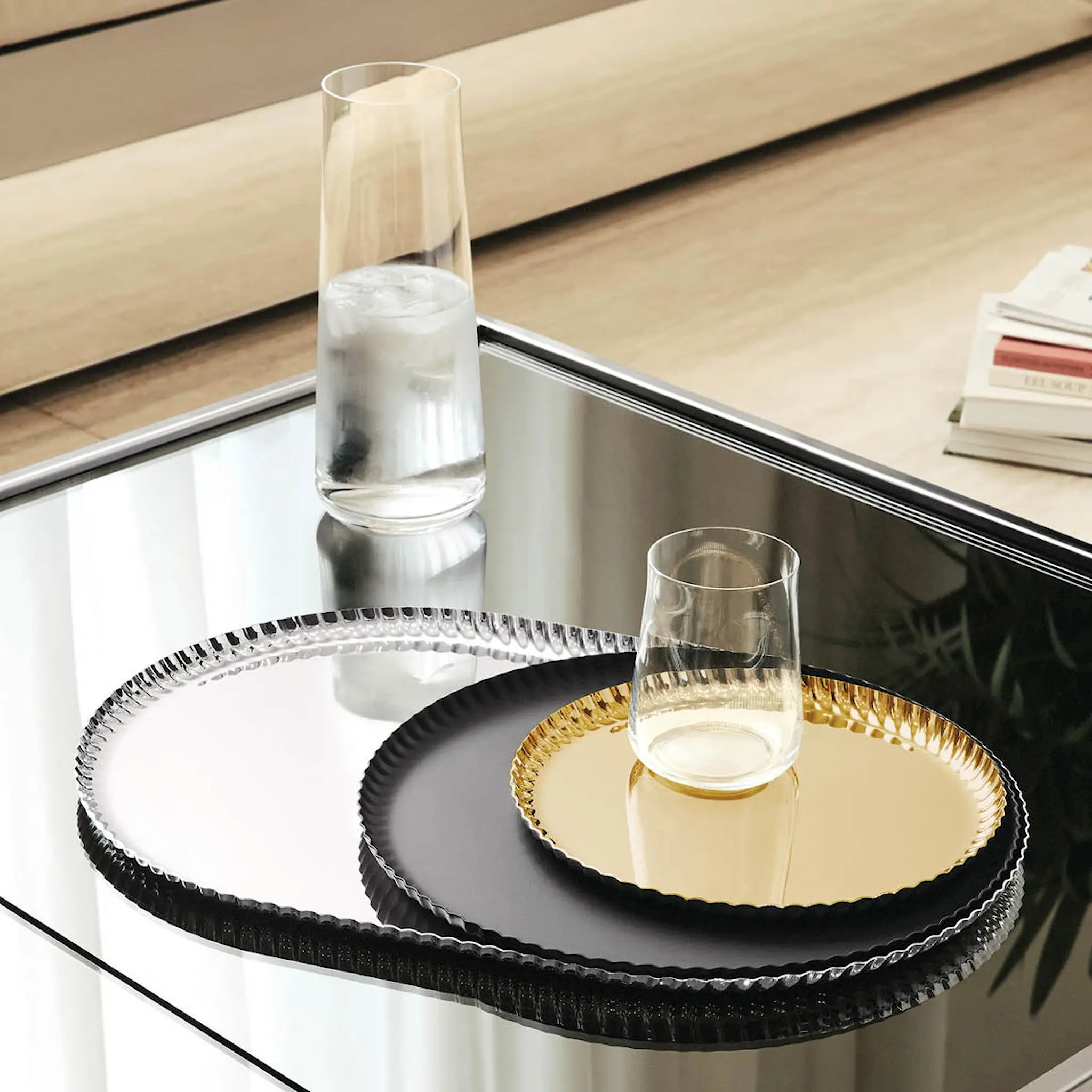 Alessi Pleats oval bricka 46 cm blankt stål