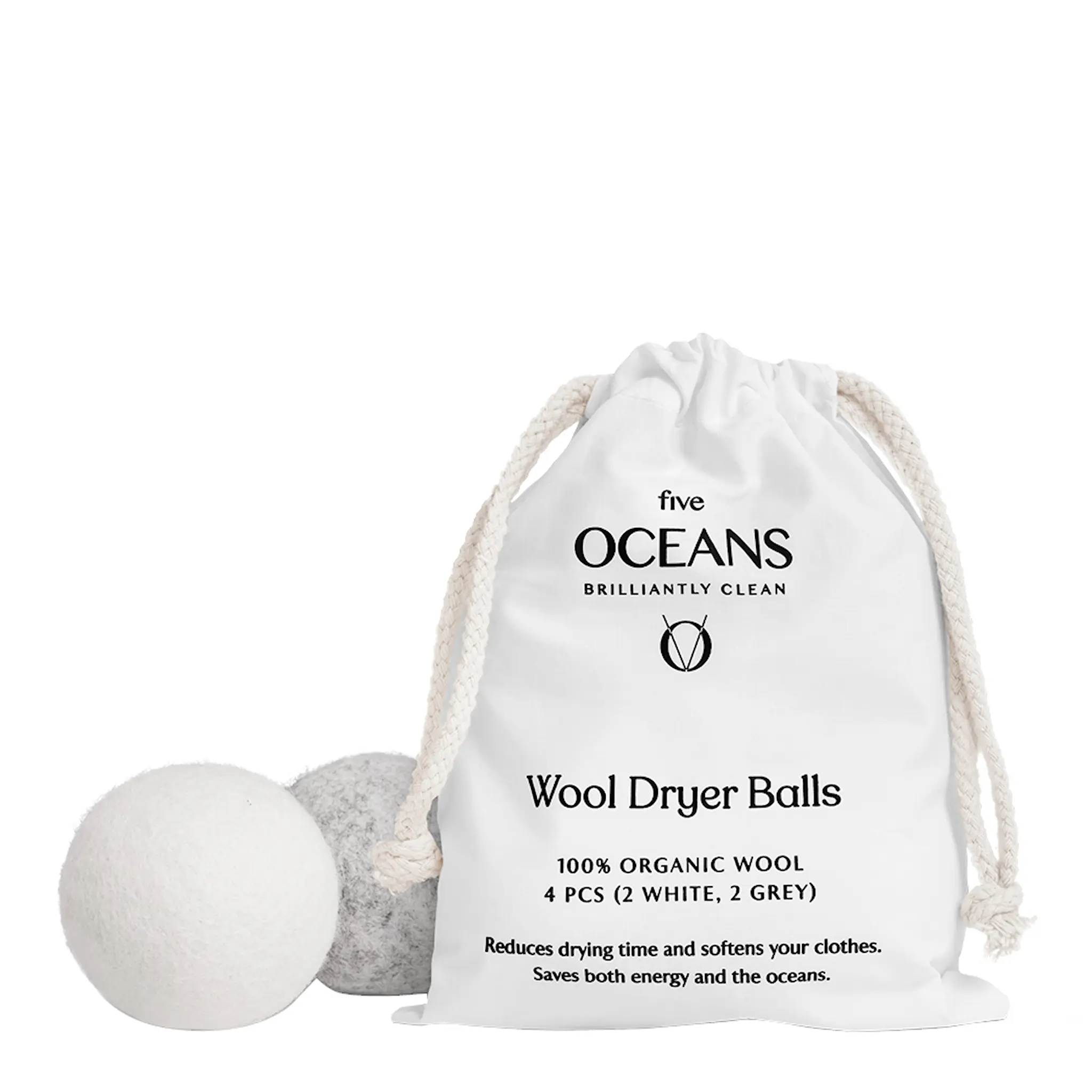 Five Oceans Torkbollar Ull 4-pack Vit/Grå