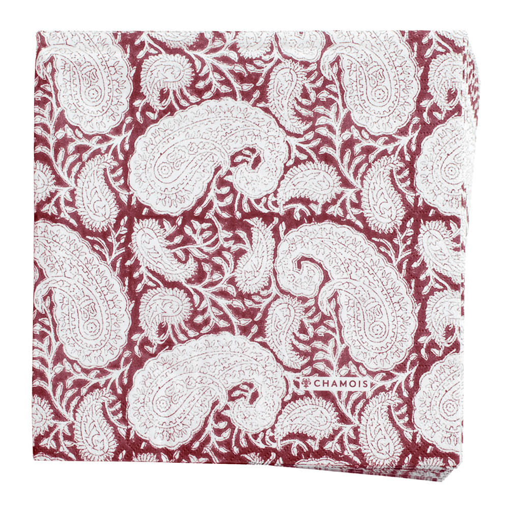 Chamois Big Paisley servett 40x40 cm 50-pack röd