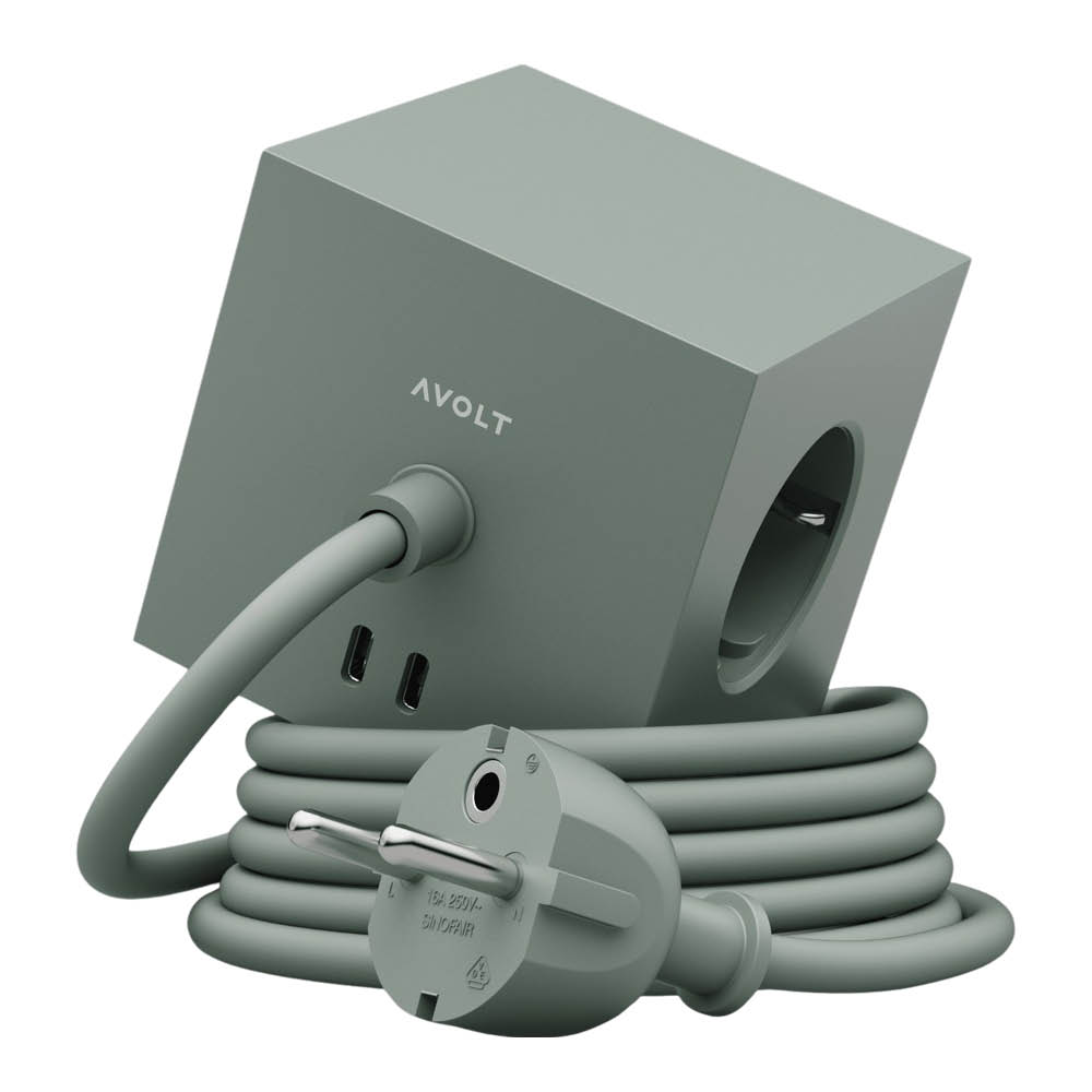 Avolt - Square 1 USB-C Jatkojohto 3 m Oak Green