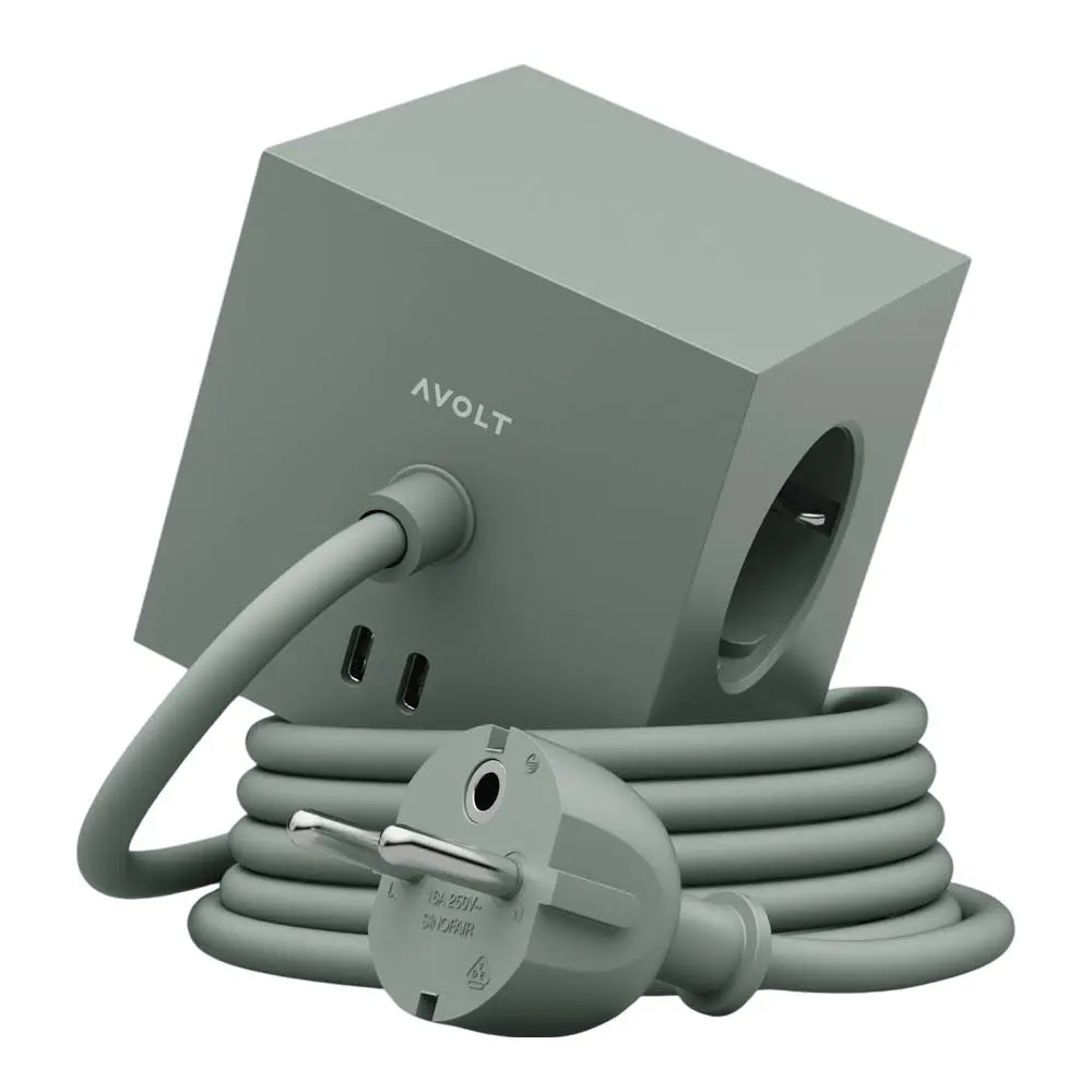 Square 1 USB-C Jatkojohto 3 m Oak Green