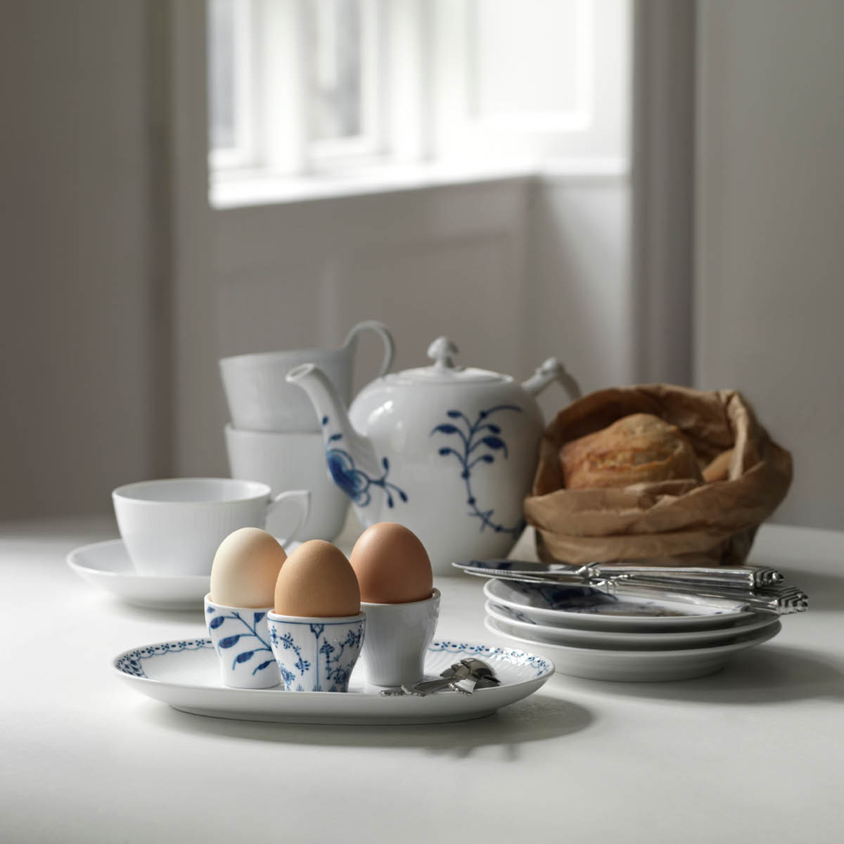 Royal Copenhagen Blå Mega Riflet riflet eggeglass 2 stk