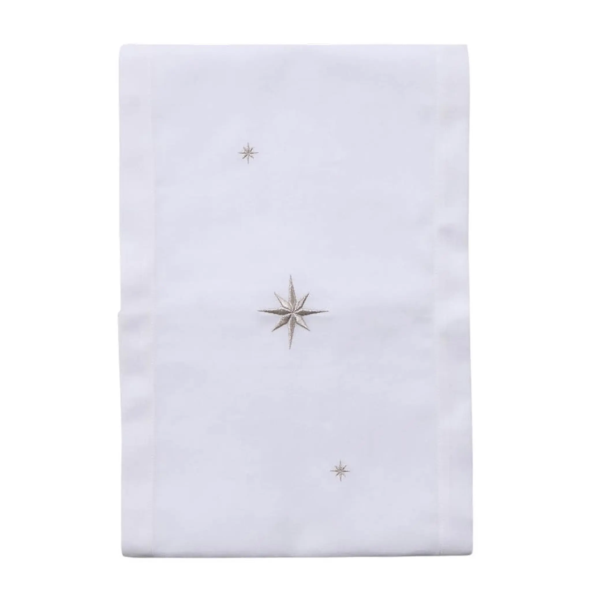 Langkilde & Søn Bordløper 30x175 cm hvit med broderte sølvstjerner