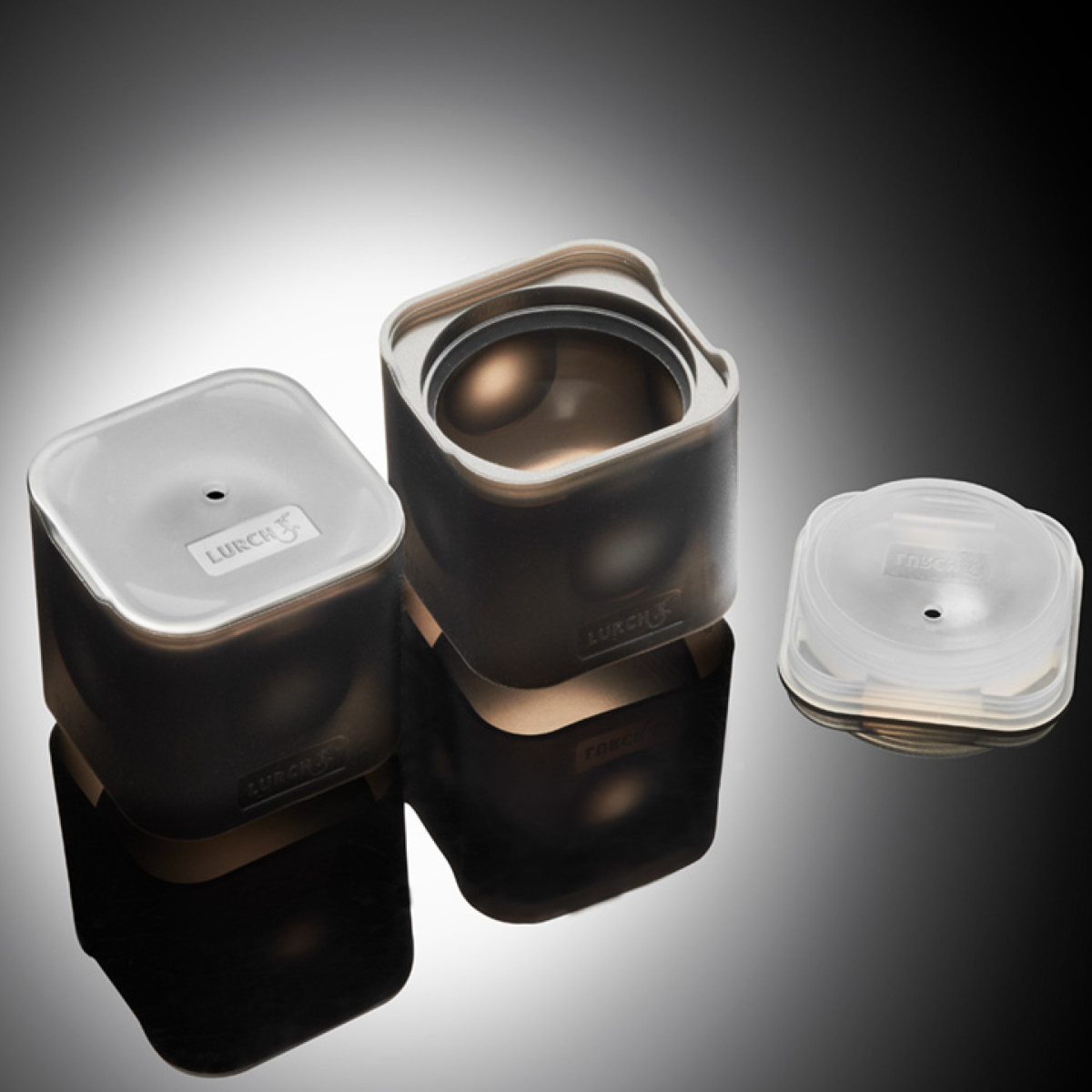 Lurch Isbitform kuler m/ lokk 6 cm 2 stk svart