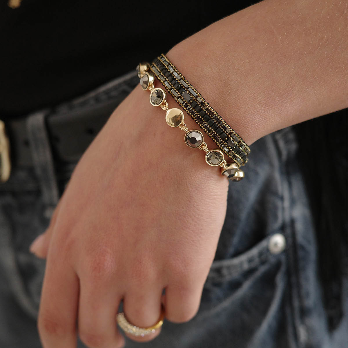 A&C Oslo AS Nomad armband 17,5 cm guld/brun