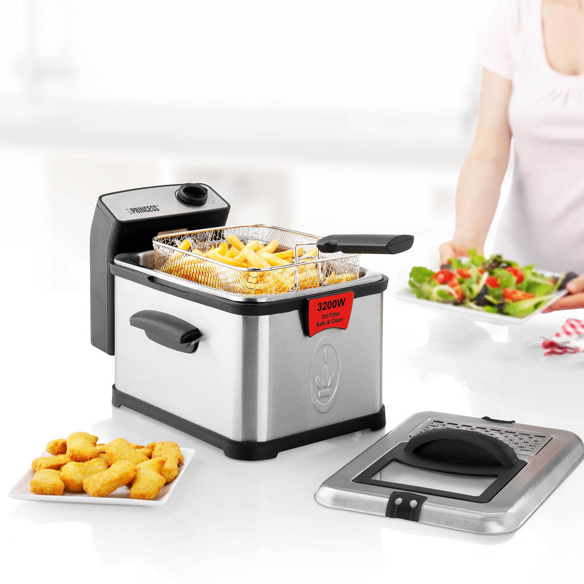 PRINCESS Frityrkoker Superior 3L 3200W rustfritt stål