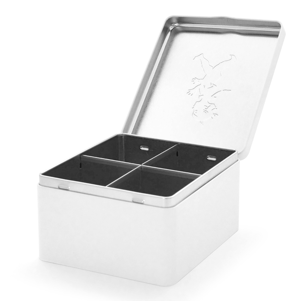 SOLSTICKAN Burk för tepåsar 4 fack Vit Högblank