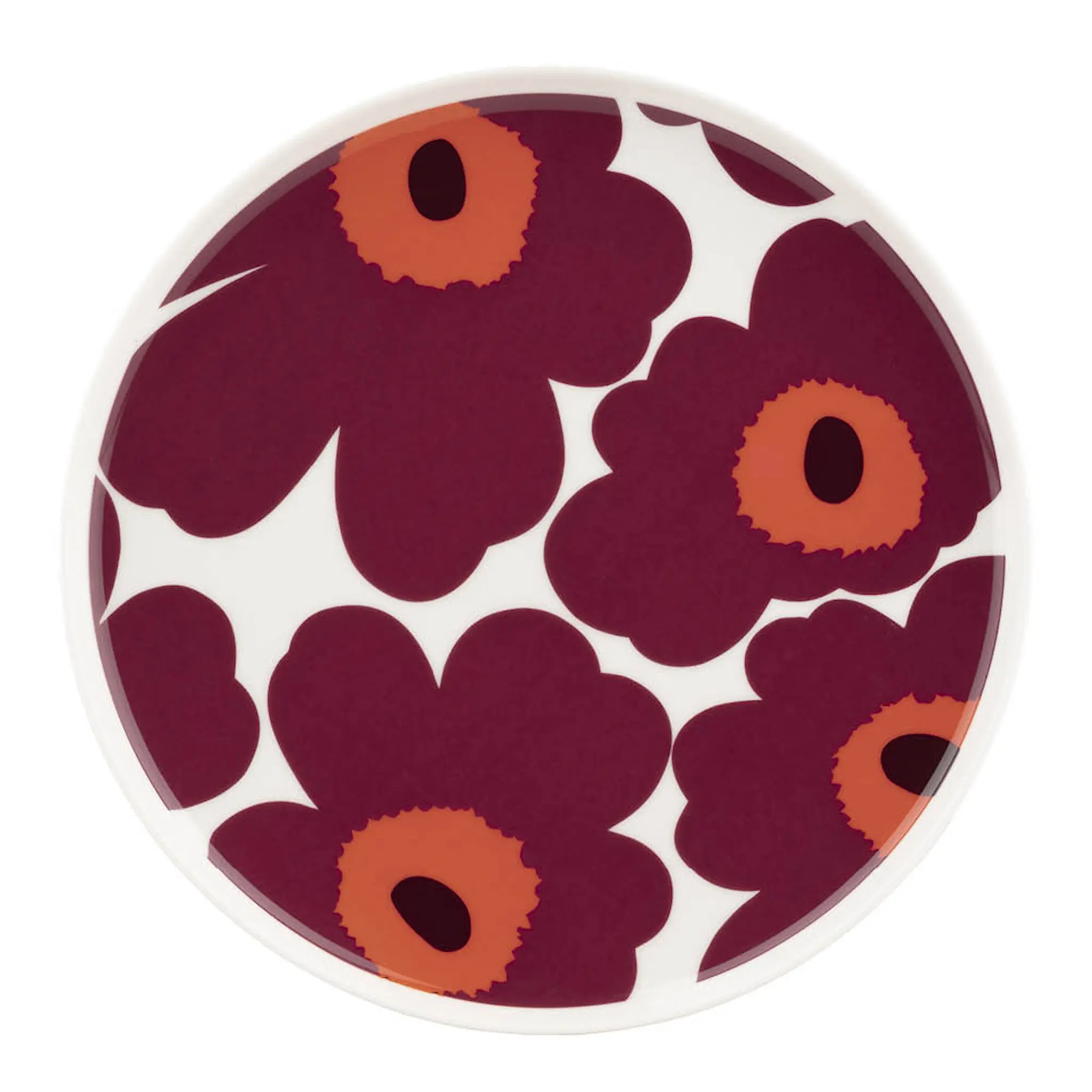 Marimekko Unikko assiett 20 cm vit/vinröd/röd