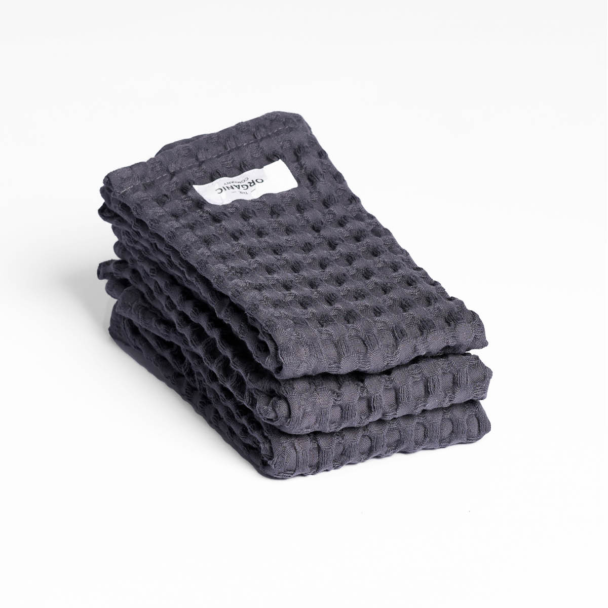The Organic Company Big Waffle tvättlapp 25x40 cm 3-pack dark grey