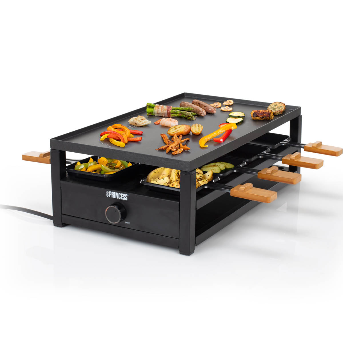 PRINCESS Raclette 162655 8 pers 44x25 cm 1300W bambus