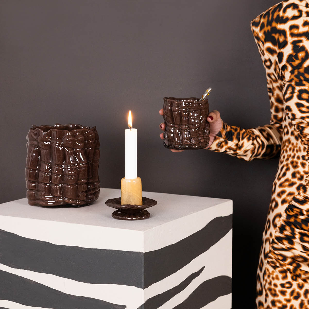 ByOn Laranne lyslykt 10x10 cm brun