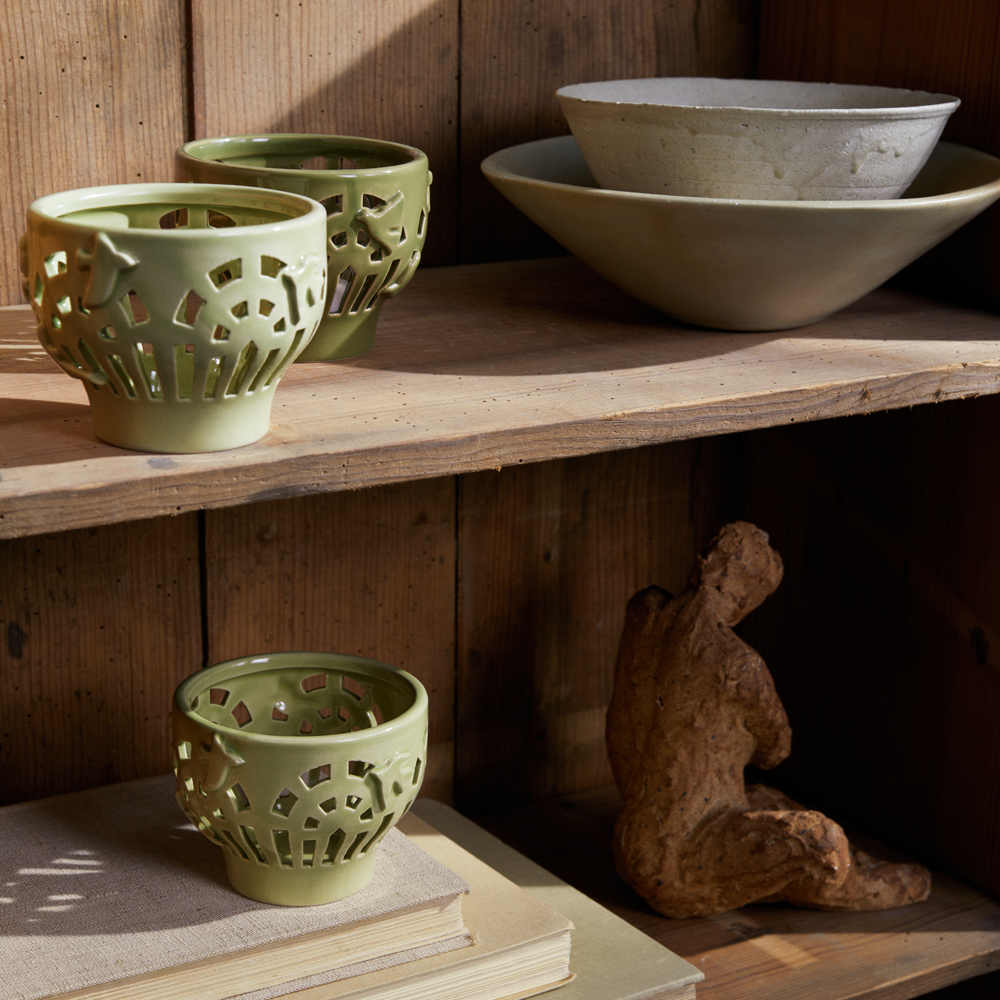 Kähler Orangery telyslykt 9,5 cm green garden