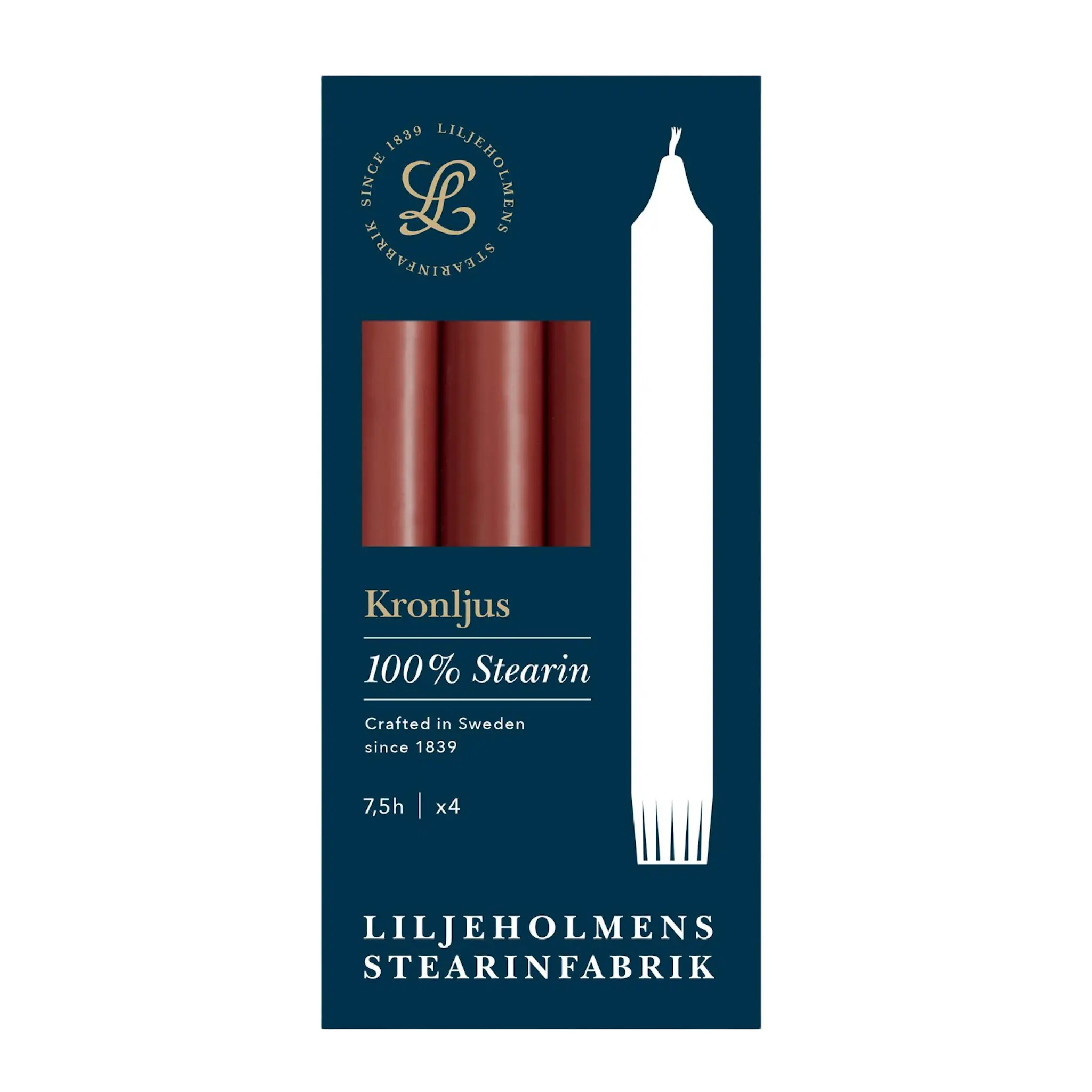 Liljeholmens Kronljus 20 cm 4-pack tegelröd