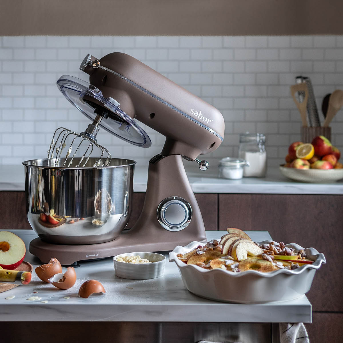 Sabor Ultimate kjøkkenmaskin 6,5L 1800W med kobling lys brun/frostet