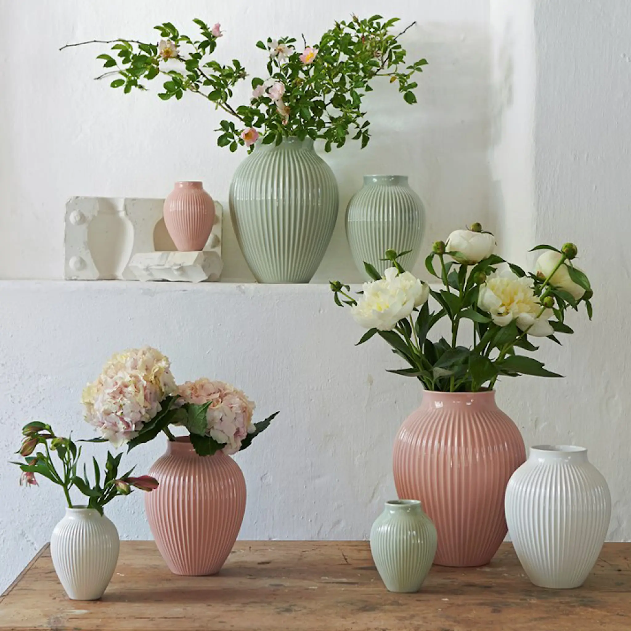 Knabstrup Keramik Vas Räfflor 20 cm Rosa