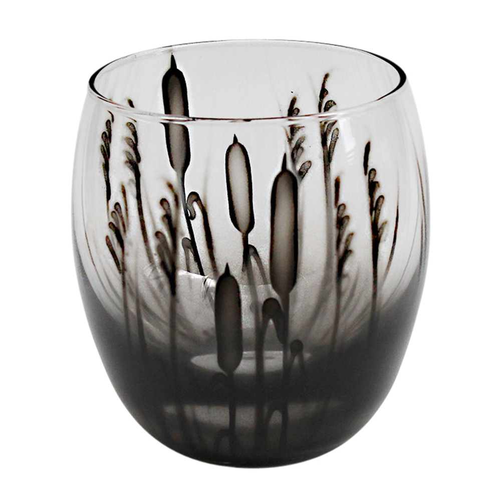 Nybro Crystal Kaveldun Ljuslykta 10x9,5 cm Grå