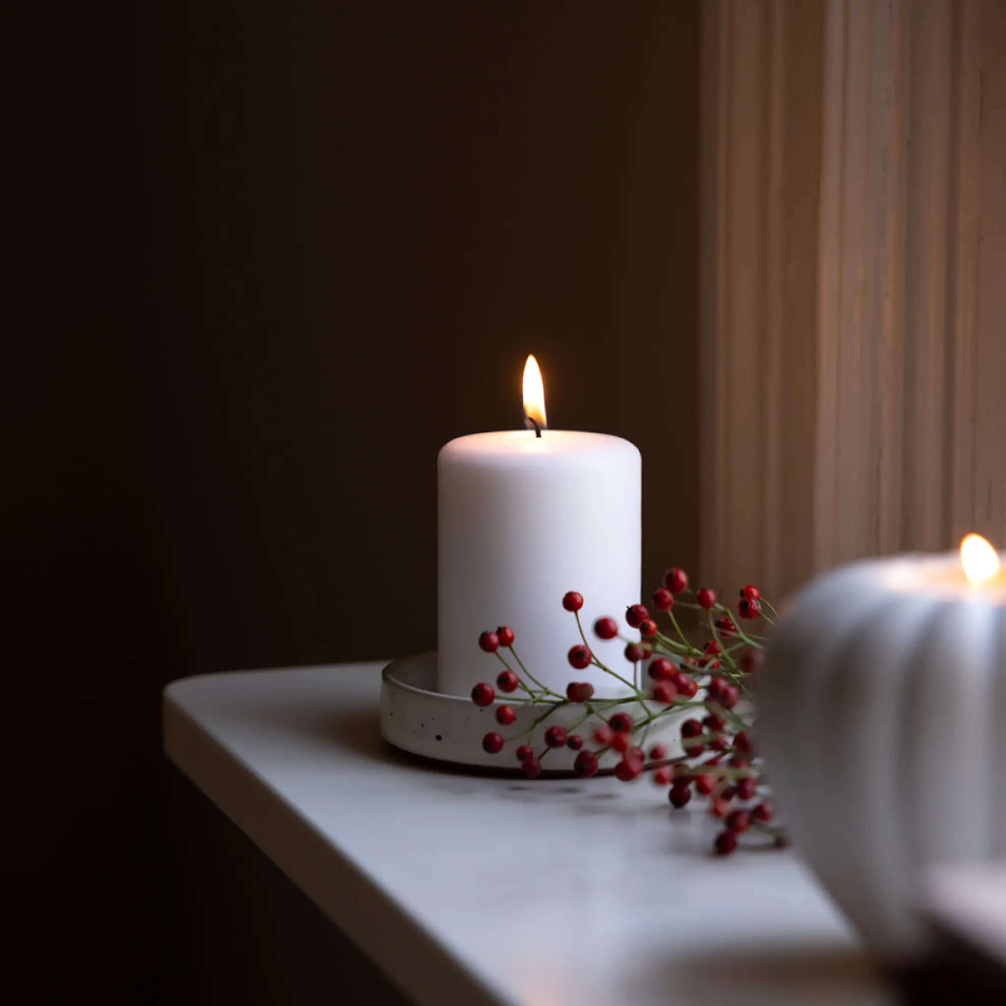 Liljeholmens Pöytäkynttilä steariini 6,8x10 cm Valkoinen