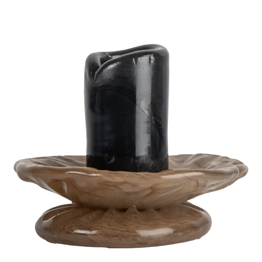 Lara lysestake 9 cm svart/beige