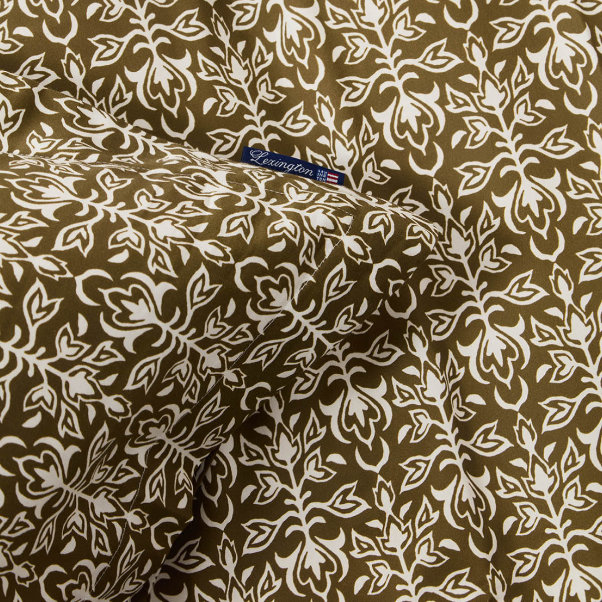 Lexington Påslakanset 150x210 cm bomullsatin ornament oliv/vit