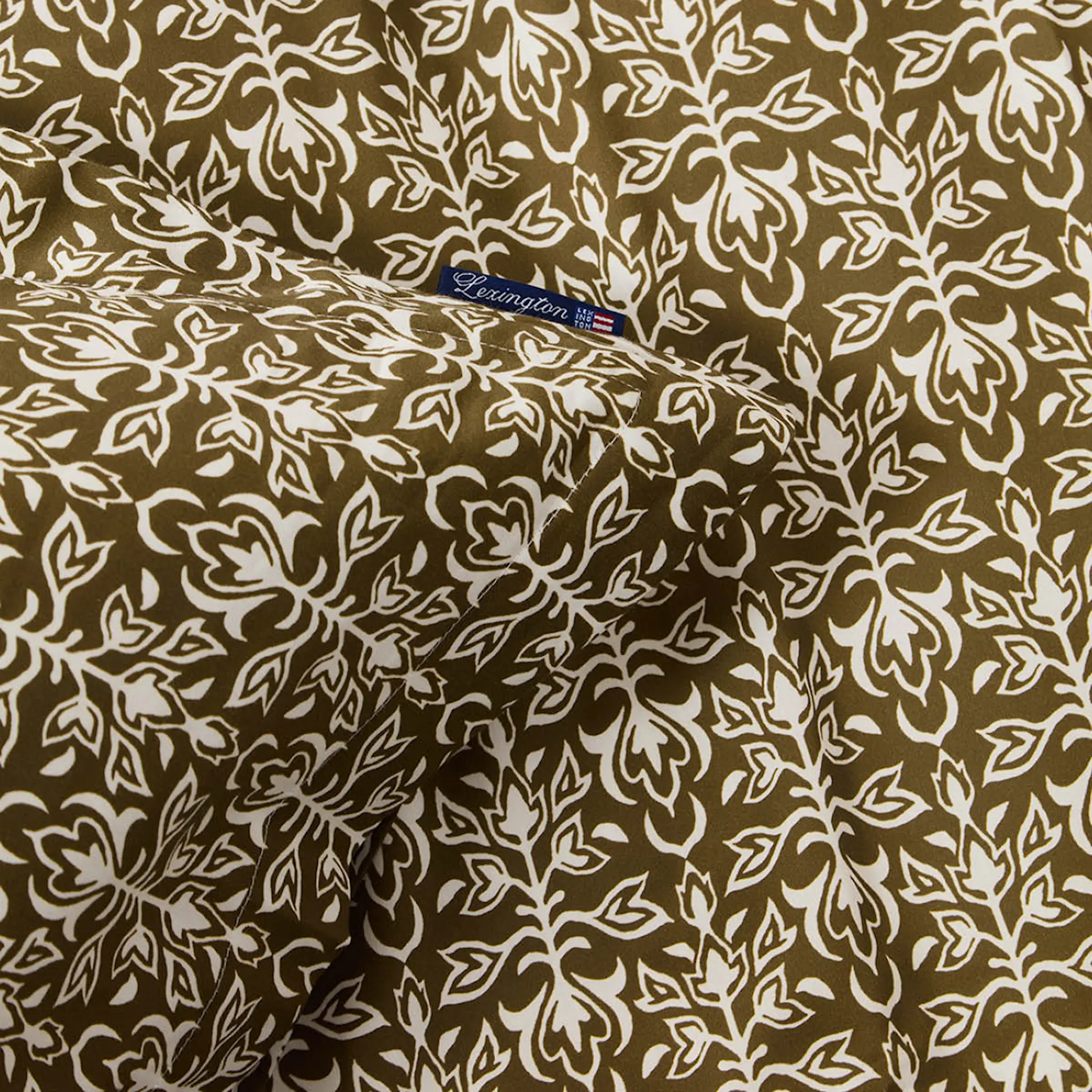 Lexington Påslakanset 150x210 cm bomullsatin ornament oliv/vit
