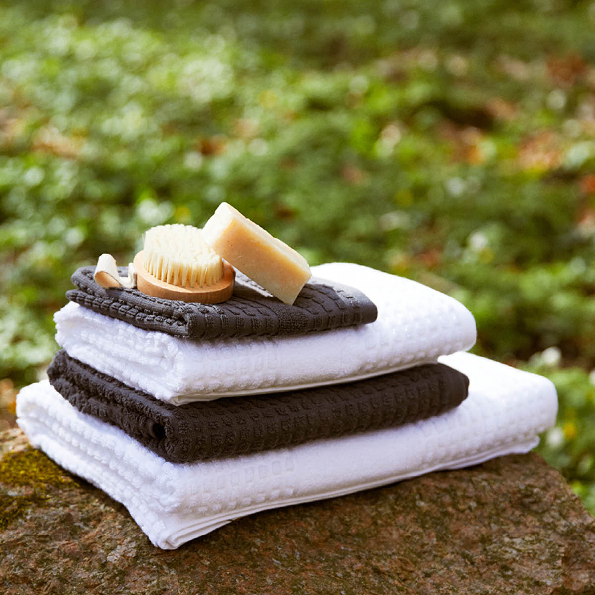 Juna Check Handduk 50x100 cm Vit