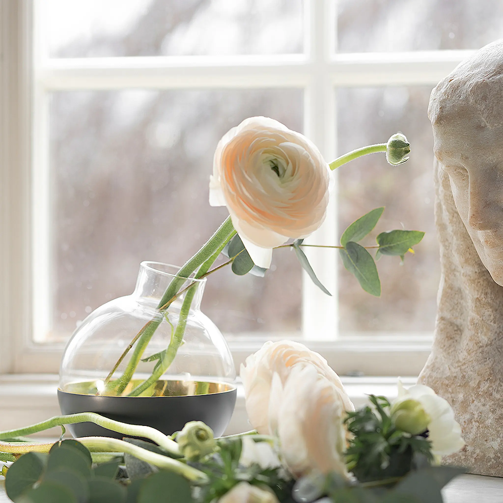 Skultuna Pomme Maljakko / Lyhty 15 cm Harmaa/Messinki