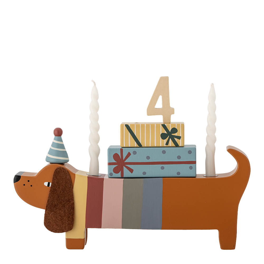 Bloomingville MINI Charlie bursdagstog hund 28 cm multi