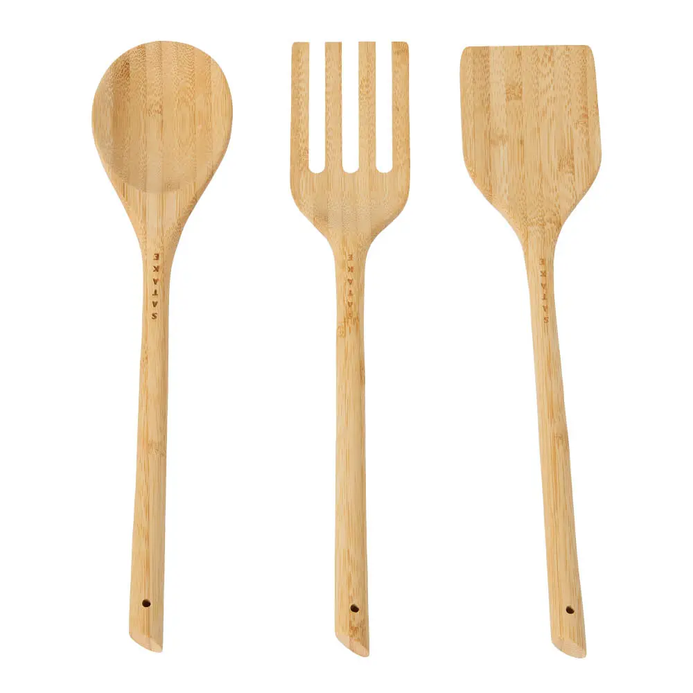 Redskapssett trekjøkkenredskaper 3 deler bambus