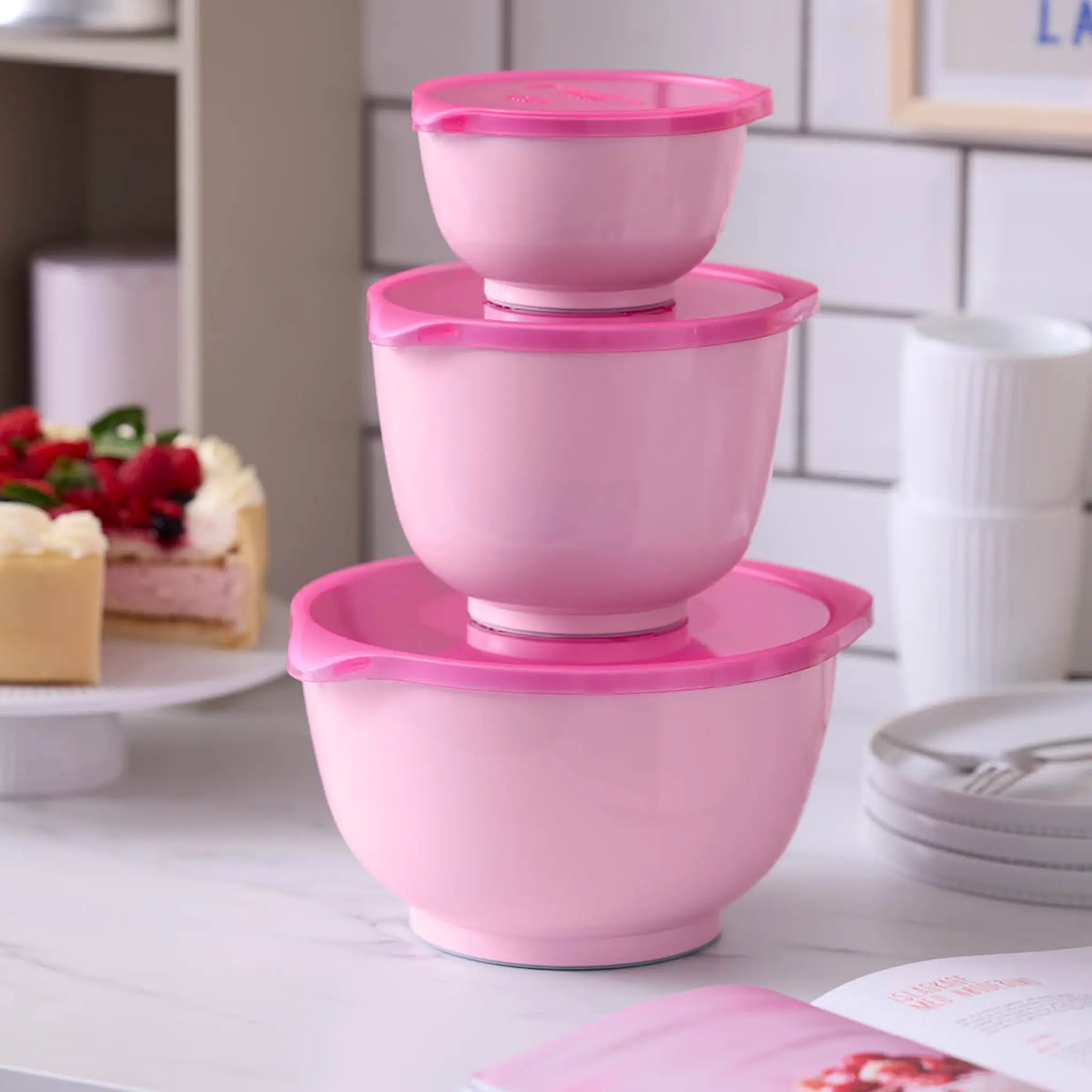 Rosti Margrethe skålset 0,5 +1,5 +3 L Rosa Bandet