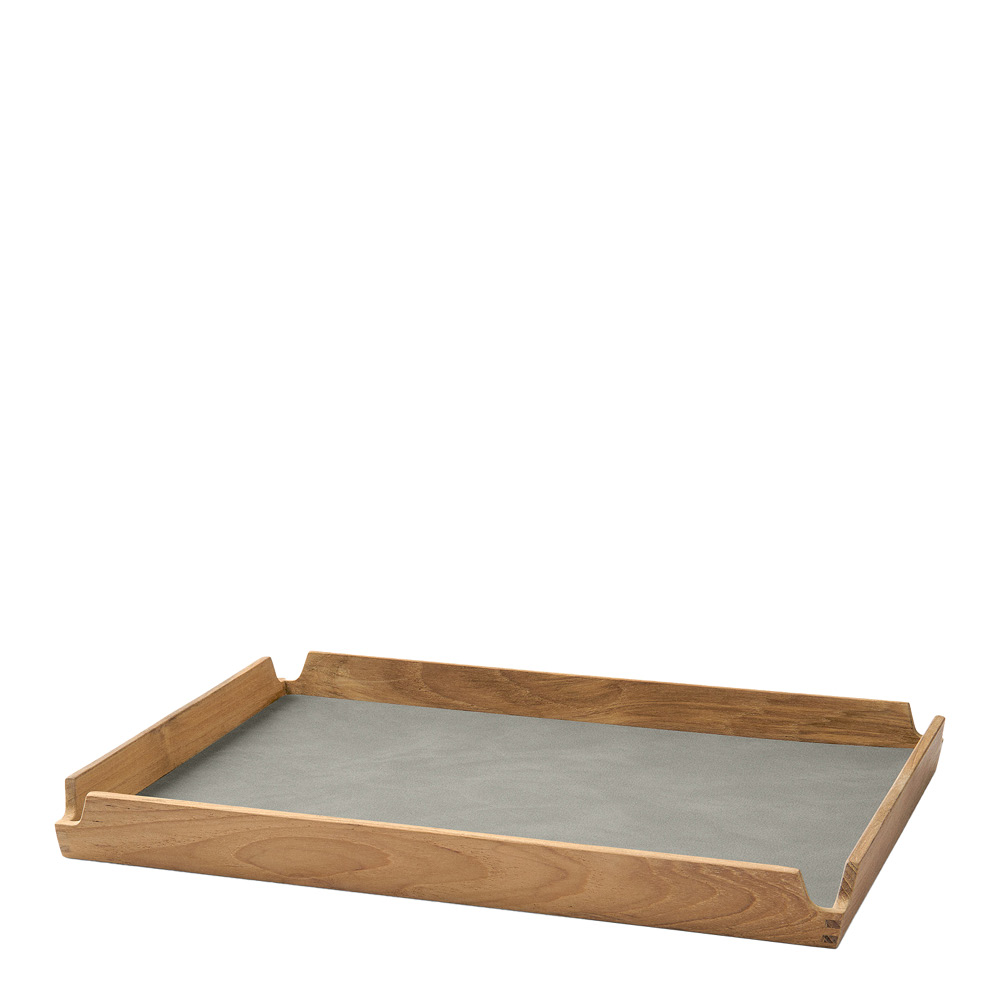 LIND DNA Airy teak bricka medium 28x36 cm nupo ljusgrå
