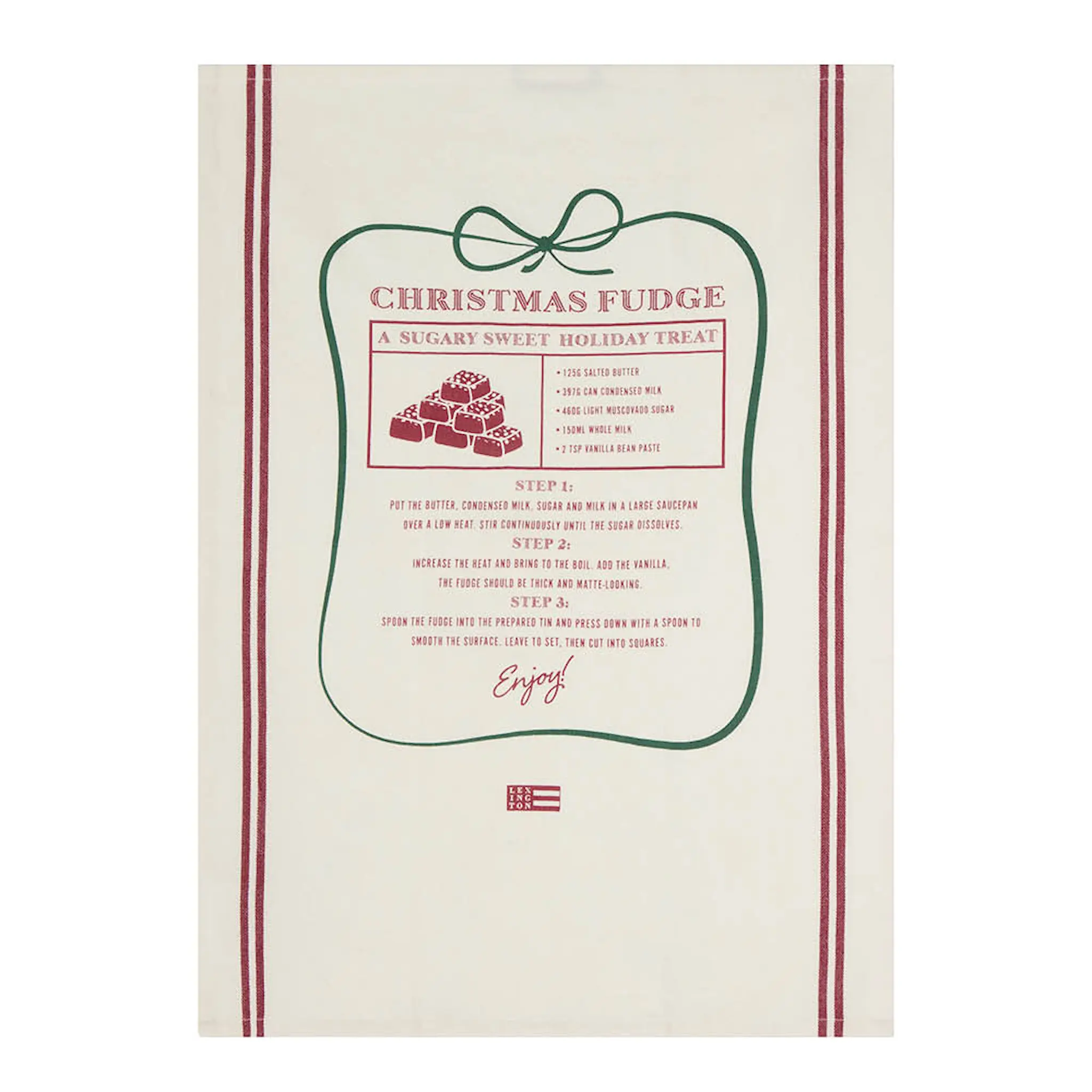 Lexington Original kökshandduk Christmas Fudge 50x70 cm vit/röd/grön