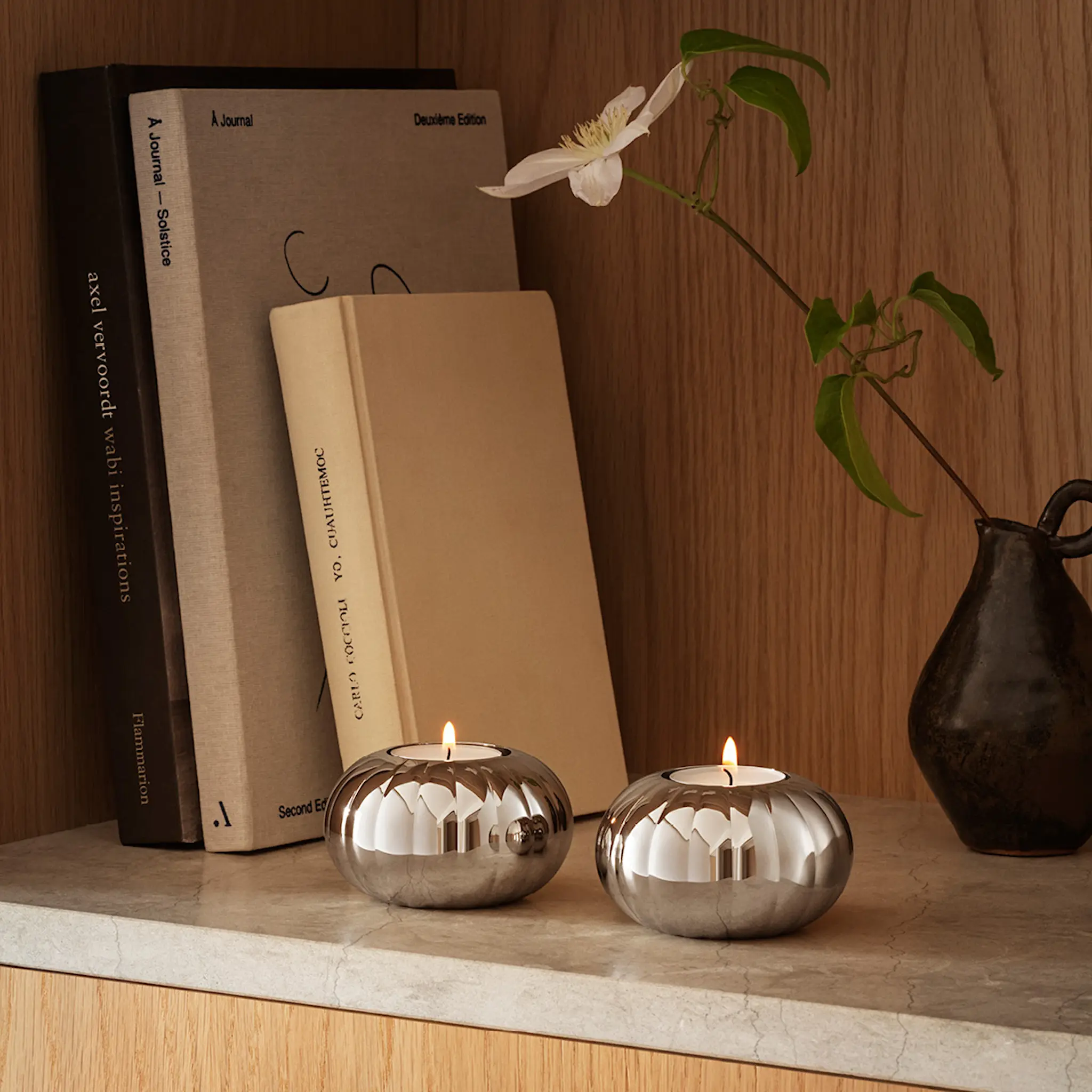 Georg Jensen Bernadotte telysestaker 8,4x4,5 cm 2 stk stål hover