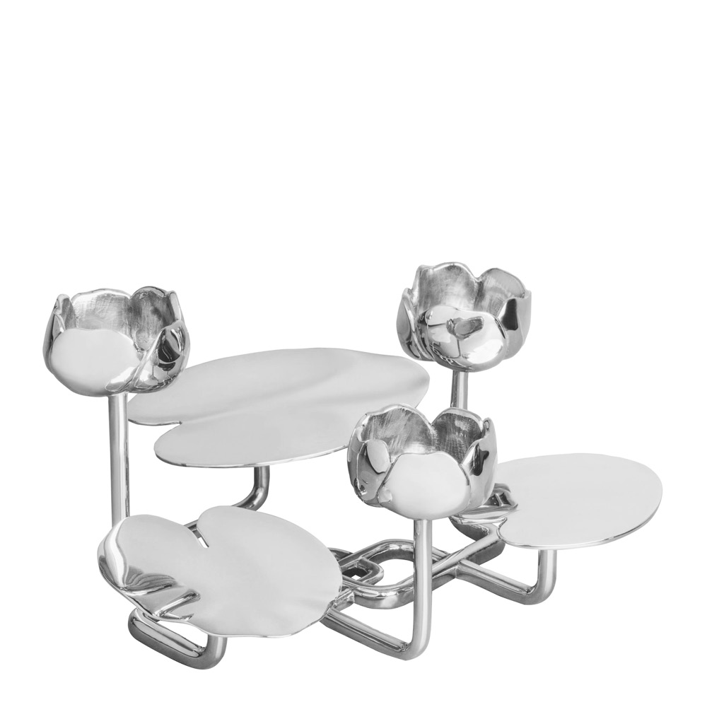 Hilke Ninfea Grande Kynttilänjalka 24x13 cm Nikkelipinnoitettu messinki