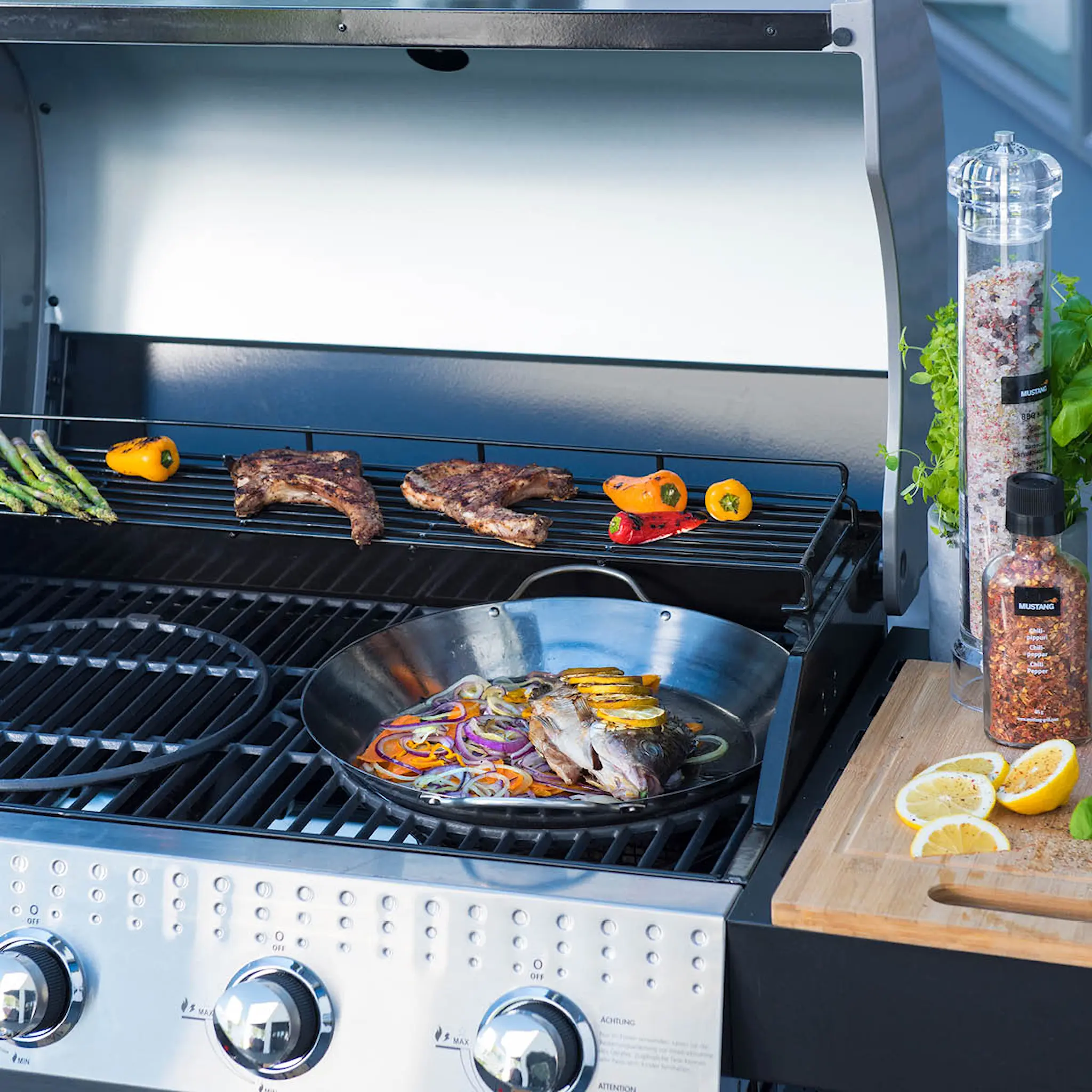 Mustang Multigrill paellapanne rustfritt stål 36 cm hover